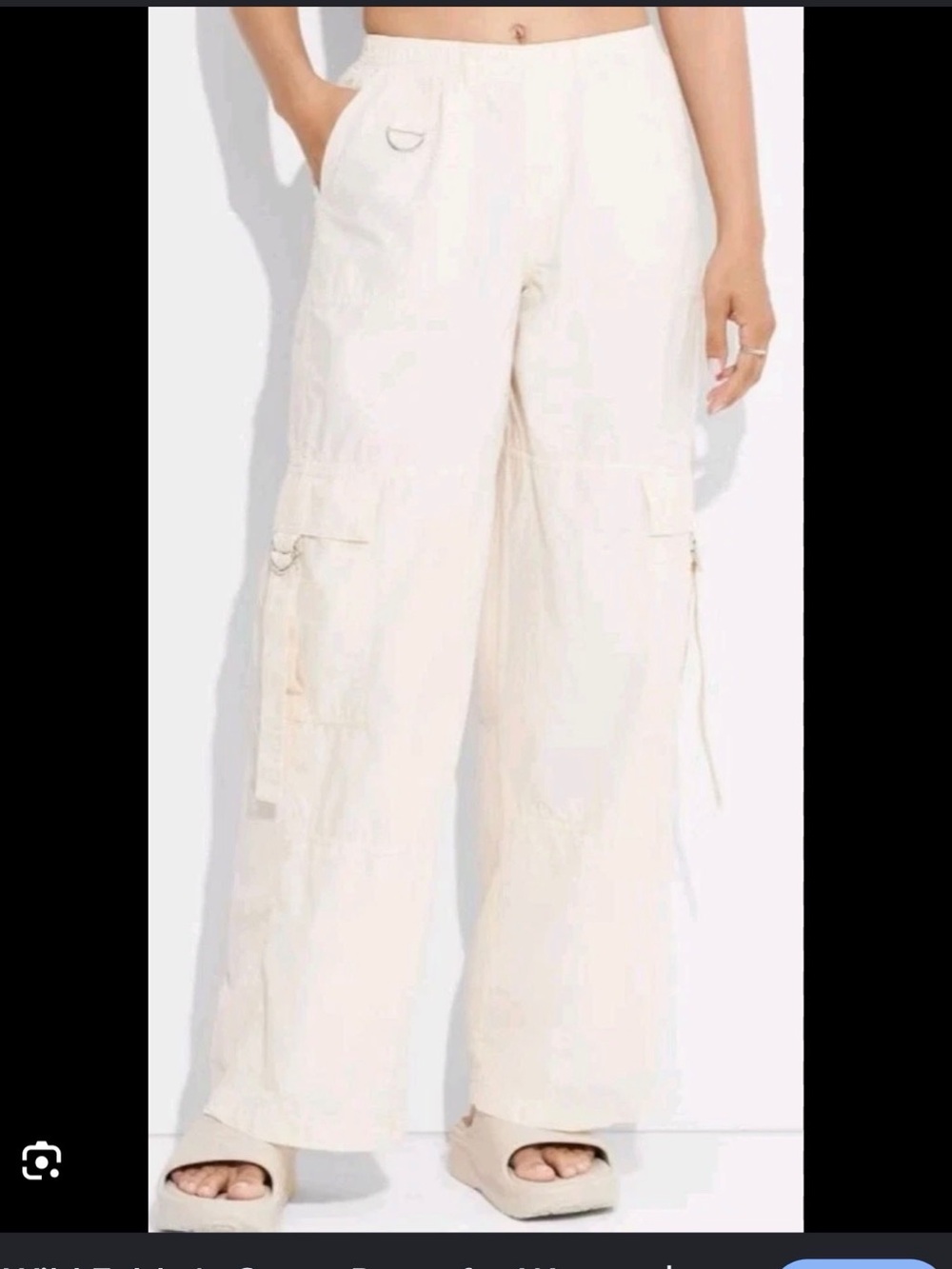 Cream Wide Leg Cargo Pants